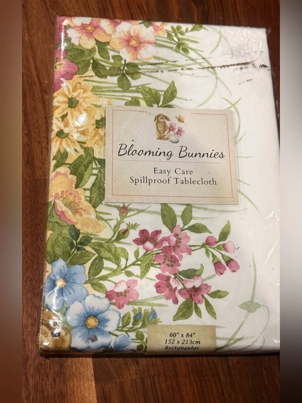 Benson Mills Blooming Bunnies Heavyweight Fabric Easter Tablecloth 60 x 84